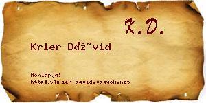 Krier Dávid névjegykártya